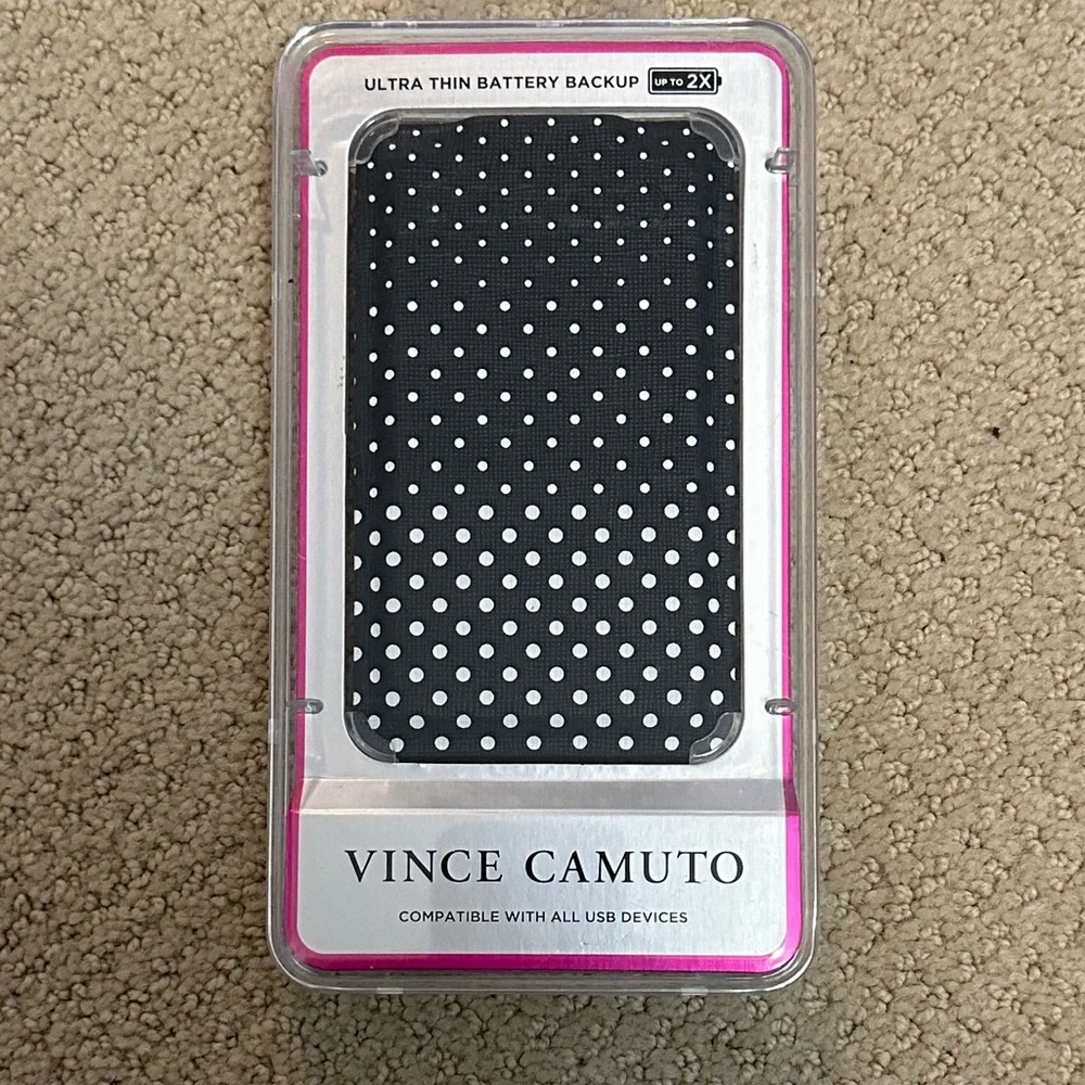 Vince Camuto Black Polka Dot Portable Battery Pack